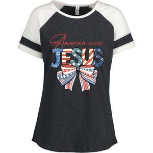 Coquette 4th Of July Christian Quotes Enza Ladies Jersey Colorblock Tee