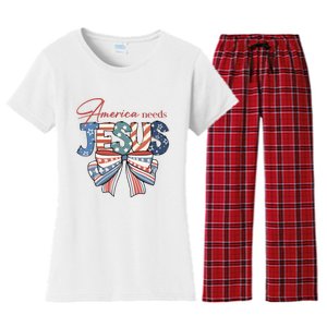 Coquette 4th Of July Christian Quotes Women's Flannel Pajama Set