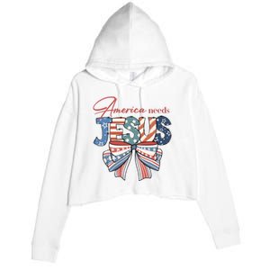 Coquette 4th Of July Christian Quotes Crop Fleece Hoodie