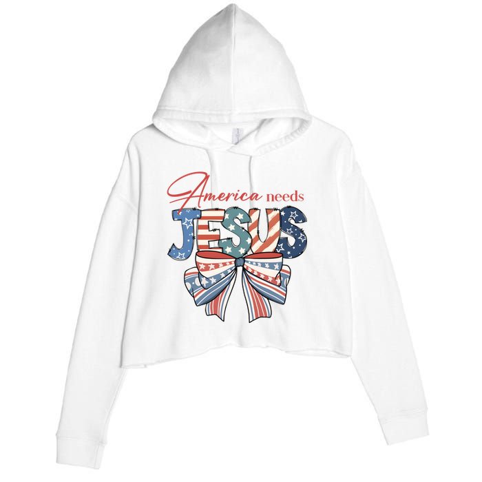 Coquette 4th Of July Christian Quotes Crop Fleece Hoodie