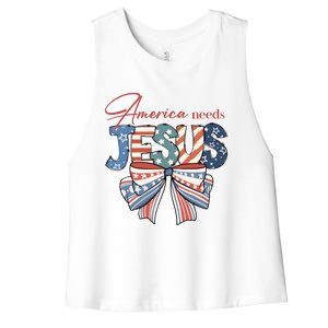 Coquette 4th Of July Christian Quotes Women's Racerback Cropped Tank