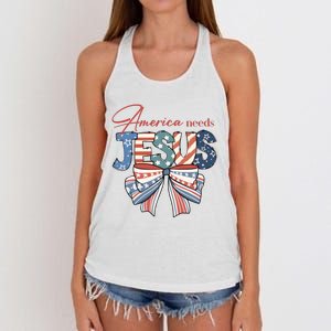 Coquette 4th Of July Christian Quotes Women's Knotted Racerback Tank