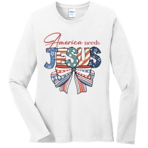 Coquette 4th Of July Christian Quotes Ladies Long Sleeve Shirt