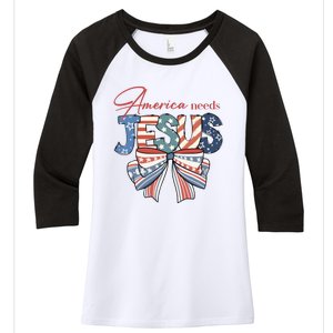 Coquette 4th Of July Christian Quotes Women's Tri-Blend 3/4-Sleeve Raglan Shirt