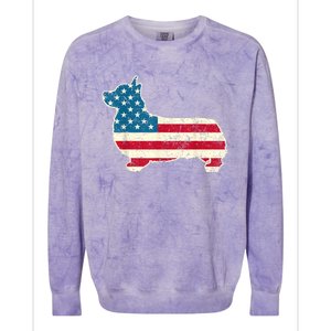 Corgi 4th Of July Dog Lover Gifts Men Women American Flag Colorblast Crewneck Sweatshirt