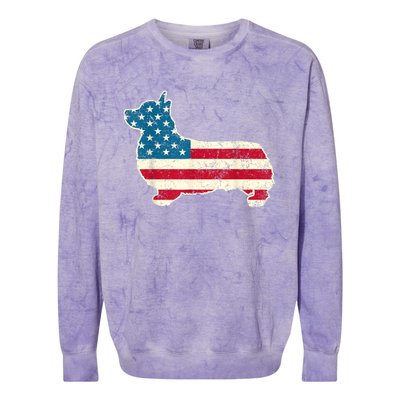 Corgi 4th Of July Dog Lover Gifts Men Women American Flag Colorblast Crewneck Sweatshirt