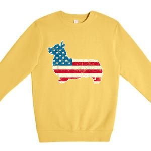 Corgi 4th Of July Dog Lover Gifts Men Women American Flag Premium Crewneck Sweatshirt