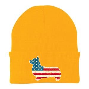 Corgi 4th Of July Dog Lover Gifts Men Women American Flag Knit Cap Winter Beanie