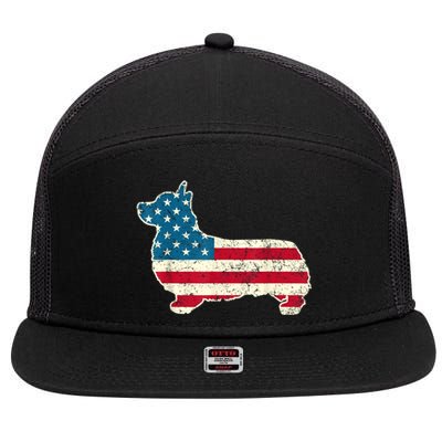 Corgi 4th Of July Dog Lover Gifts Men Women American Flag 7 Panel Mesh Trucker Snapback Hat