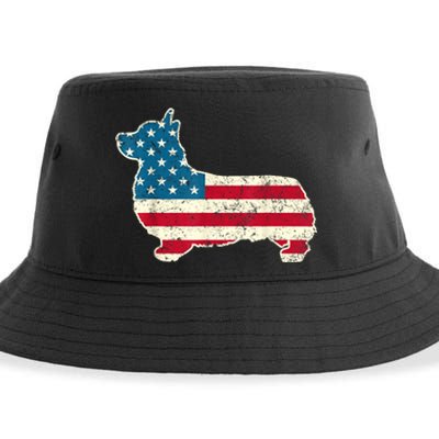 Corgi 4th Of July Dog Lover Gifts Men Women American Flag Sustainable Bucket Hat