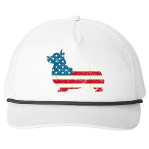 Corgi 4th Of July Dog Lover Gifts Men Women American Flag Snapback Five-Panel Rope Hat