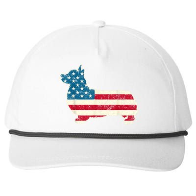 Corgi 4th Of July Dog Lover Gifts Men Women American Flag Snapback Five-Panel Rope Hat