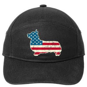 Corgi 4th Of July Dog Lover Gifts Men Women American Flag 7-Panel Snapback Hat