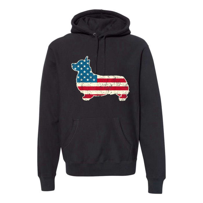 Corgi 4th Of July Dog Lover Gifts Men Women American Flag Premium Hoodie