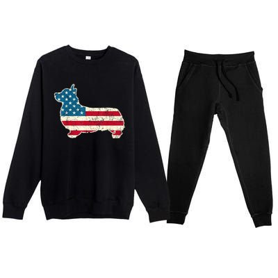 Corgi 4th Of July Dog Lover Gifts Men Women American Flag Premium Crewneck Sweatsuit Set