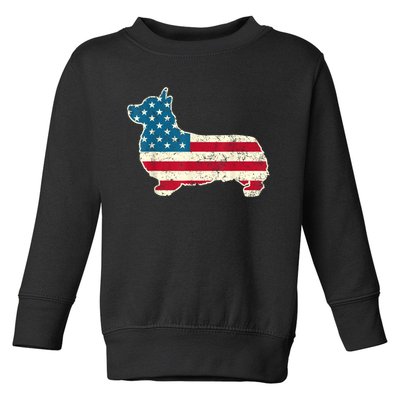 Corgi 4th Of July Dog Lover Gifts Men Women American Flag Toddler Sweatshirt