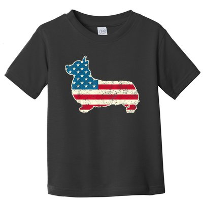 Corgi 4th Of July Dog Lover Gifts Men Women American Flag Toddler T-Shirt