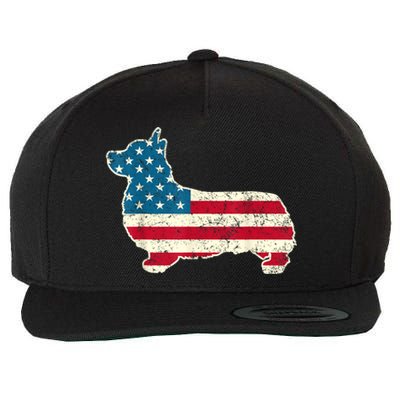 Corgi 4th Of July Dog Lover Gifts Men Women American Flag Wool Snapback Cap