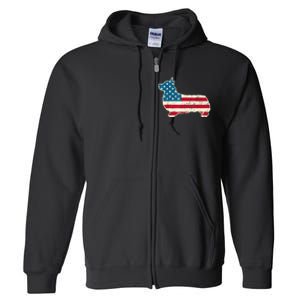 Corgi 4th Of July Dog Lover Gifts Men Women American Flag Full Zip Hoodie