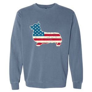 Corgi 4th Of July Dog Lover Gifts Men Women American Flag Garment-Dyed Sweatshirt