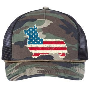 Corgi 4th Of July Dog Lover Gifts Men Women American Flag Retro Rope Trucker Hat Cap