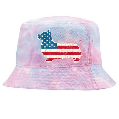 Corgi 4th Of July Dog Lover Gifts Men Women American Flag Tie-Dyed Bucket Hat