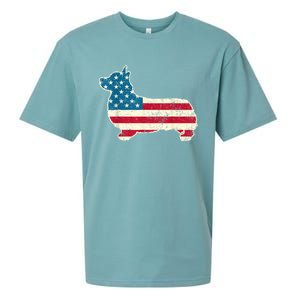 Corgi 4th Of July Dog Lover Gifts Men Women American Flag Sueded Cloud Jersey T-Shirt