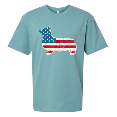 Corgi 4th Of July Dog Lover Gifts Men Women American Flag Sueded Cloud Jersey T-Shirt