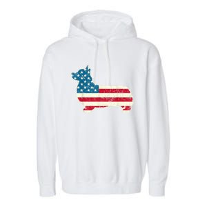 Corgi 4th Of July Dog Lover Gifts Men Women American Flag Garment-Dyed Fleece Hoodie