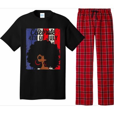 Celebrate 4th Of July Retro African American Flag Black Girl Pajama Set