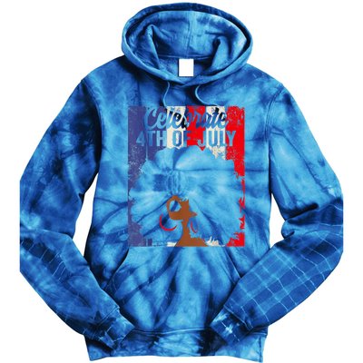 Celebrate 4th Of July Retro African American Flag Black Girl Tie Dye Hoodie