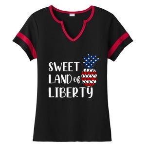 Cute 4th Of July Gift Sweet Land Of Liberty Gift Ladies Halftime Notch Neck Tee