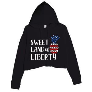 Cute 4th Of July Gift Sweet Land Of Liberty Gift Crop Fleece Hoodie