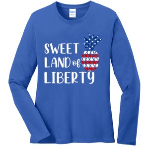 Cute 4th Of July Gift Sweet Land Of Liberty Gift Ladies Long Sleeve Shirt