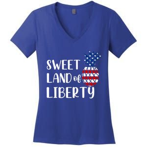 Cute 4th Of July Gift Sweet Land Of Liberty Gift Women's V-Neck T-Shirt