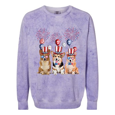 Corgi 4th Of July Dog Lover Men Women American Flag Colorblast Crewneck Sweatshirt