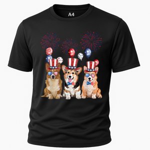 Corgi 4th Of July Dog Lover Men Women American Flag Cooling Performance Crew T-Shirt