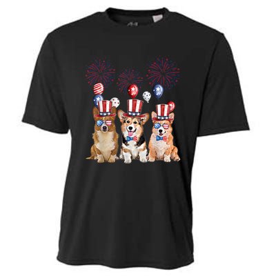 Corgi 4th Of July Dog Lover Men Women American Flag Cooling Performance Crew T-Shirt