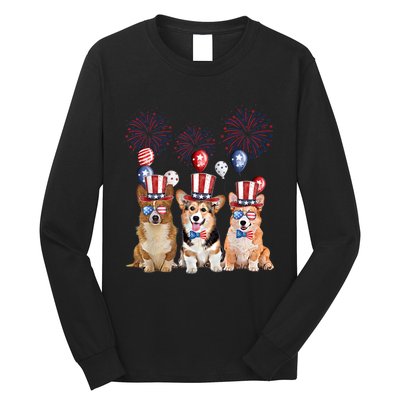 Corgi 4th Of July Dog Lover Men Women American Flag Long Sleeve Shirt