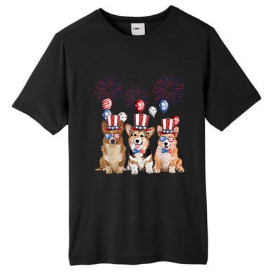 Corgi 4th Of July Dog Lover Men Women American Flag Tall Fusion ChromaSoft Performance T-Shirt