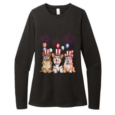 Corgi 4th Of July Dog Lover Men Women American Flag Womens CVC Long Sleeve Shirt