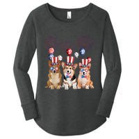 Corgi 4th Of July Dog Lover Men Women American Flag Women's Perfect Tri Tunic Long Sleeve Shirt