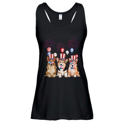 Corgi 4th Of July Dog Lover Men Women American Flag Ladies Essential Flowy Tank