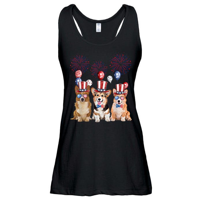 Corgi 4th Of July Dog Lover Men Women American Flag Ladies Essential Flowy Tank