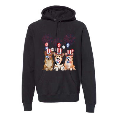 Corgi 4th Of July Dog Lover Men Women American Flag Premium Hoodie