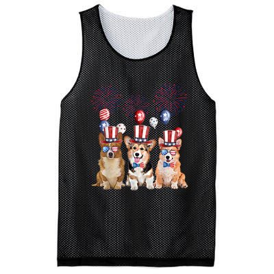 Corgi 4th Of July Dog Lover Men Women American Flag Mesh Reversible Basketball Jersey Tank