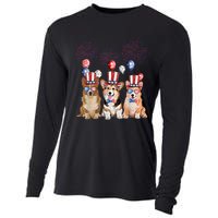 Corgi 4th Of July Dog Lover Men Women American Flag Cooling Performance Long Sleeve Crew