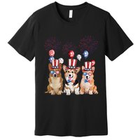 Corgi 4th Of July Dog Lover Men Women American Flag Premium T-Shirt