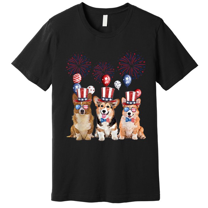 Corgi 4th Of July Dog Lover Men Women American Flag Premium T-Shirt