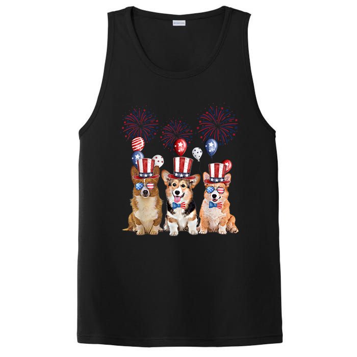 Corgi 4th Of July Dog Lover Men Women American Flag PosiCharge Competitor Tank